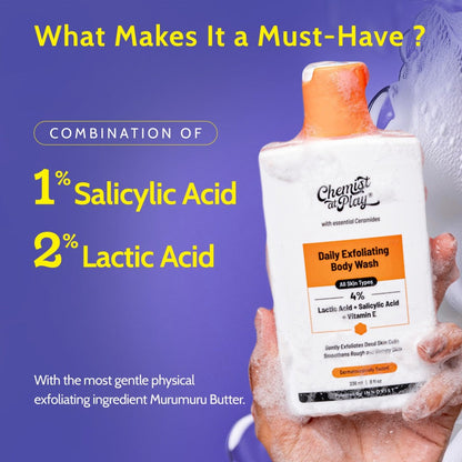 Exfoliating Body Wash with 1% Salicylic Acid & 2% Lactic Acid