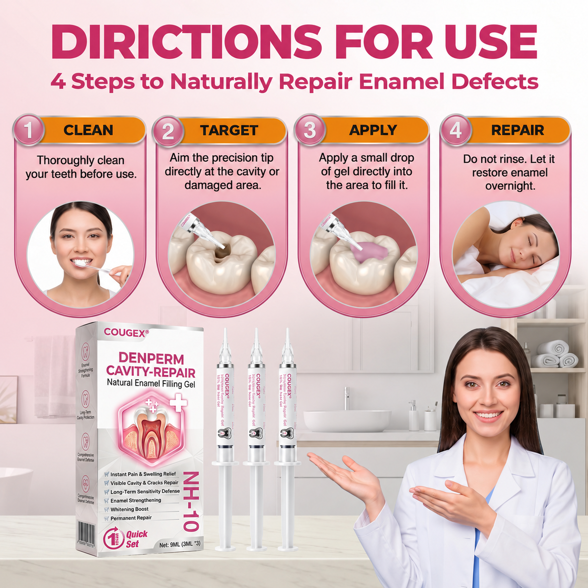 COUGEX®  Cavity-Repair Natural Enamel Filling Gel.