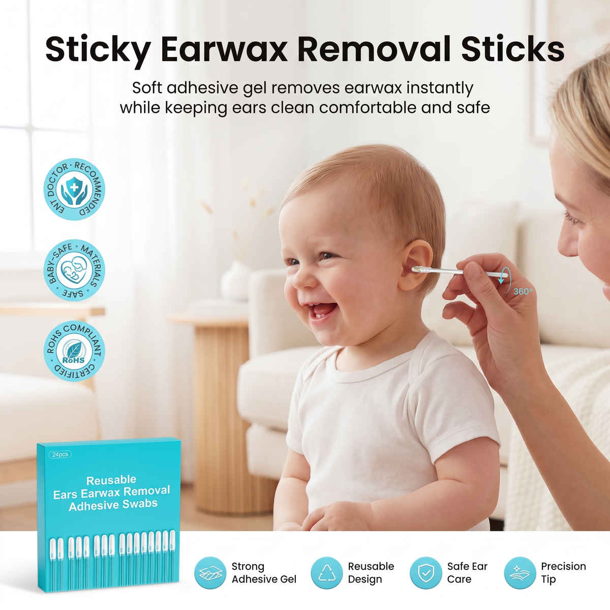 Sticky Earwax Removal Sticks